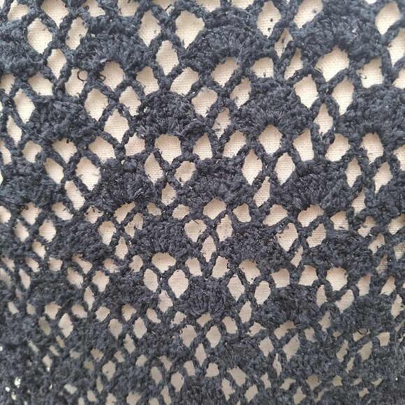 Vintage Black Crocheted Sweater with short sleeves by Pierre Cardin. - Picture 6 of 7